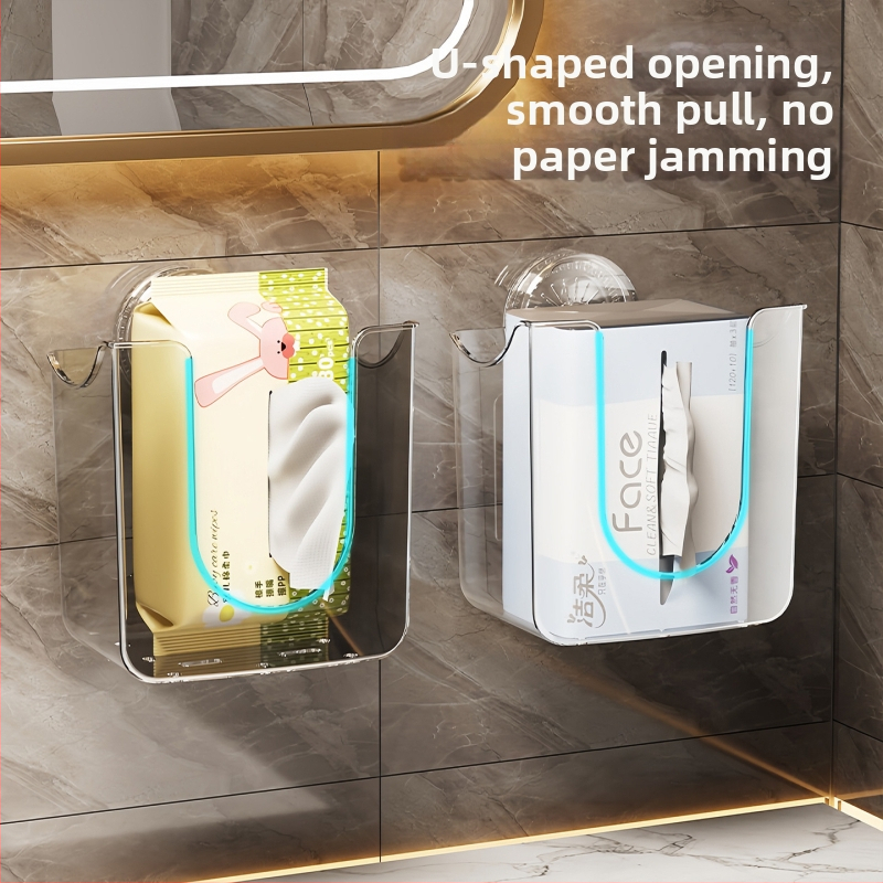 Κουτί χαρτοπετσέτων με εξάρτημα αναρρόφησης, πλαστικό αποθηκευτικό κουτί τοιχου για υγρά μαντηλάκια, πολυχρηστικό