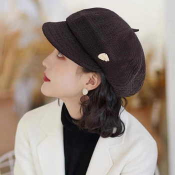 Perucă cu pălărie integrată pentru pictori, păr scurt buclat, model 008, finisaj satin, păr din mătase autohtonă, nu se poate vopsi sau perma