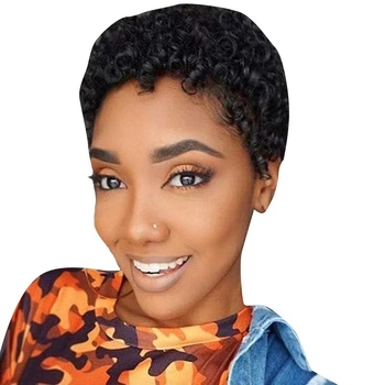 Exotikus rövid göndör paróka, modell KZ4019, hőálló szálak, mechanizmusos feldolgozás, frufru egyenes vagy ferde