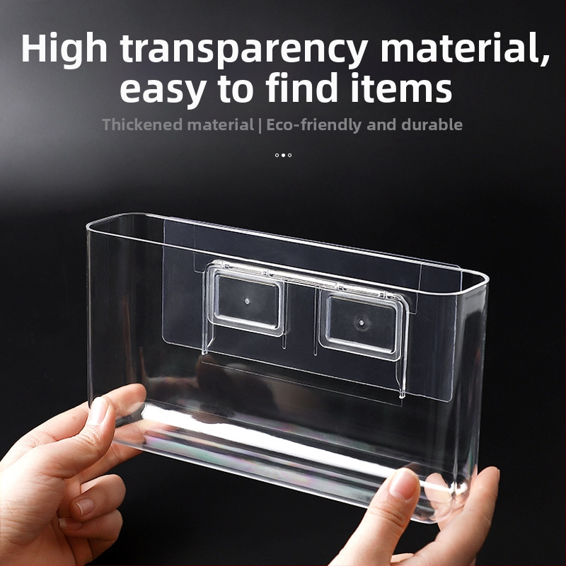 Nástenná priehľadná PS zásobníková skrinka, bez veka, bez vŕtania, do kúpeľne a obývačky