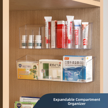 Japonský štýl priehľadná nástenná skrinka na uskladnenie – PET plast, organizér na malé predmety a lieky