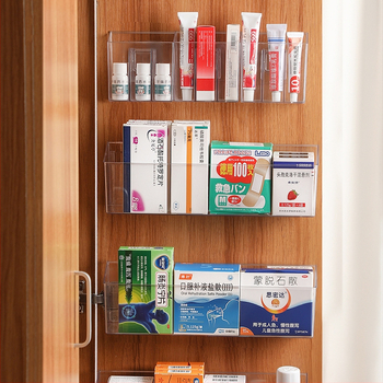 Japonský štýl priehľadná nástenná skrinka na uskladnenie – PET plast, organizér na malé predmety a lieky