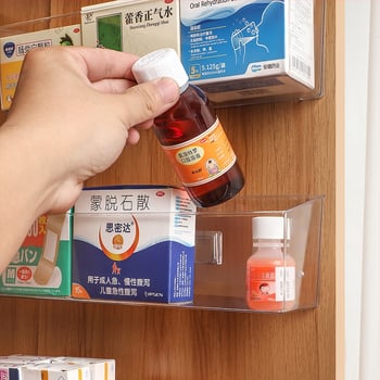 Japonský štýl priehľadná nástenná skrinka na uskladnenie – PET plast, organizér na malé predmety a lieky