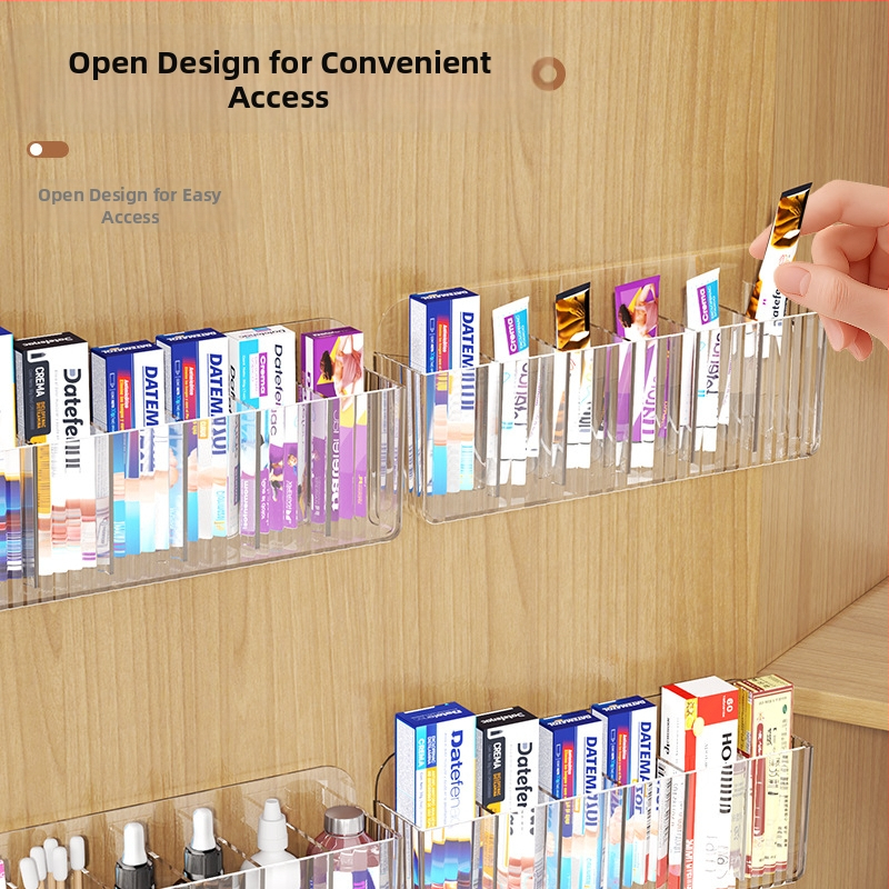 Nástenný regál na ukladanie masťových tubičiek s rozdelenými priehradkami — plast (PS), značka Riga, model Medicine Storage Rack, séria Wall Hanging