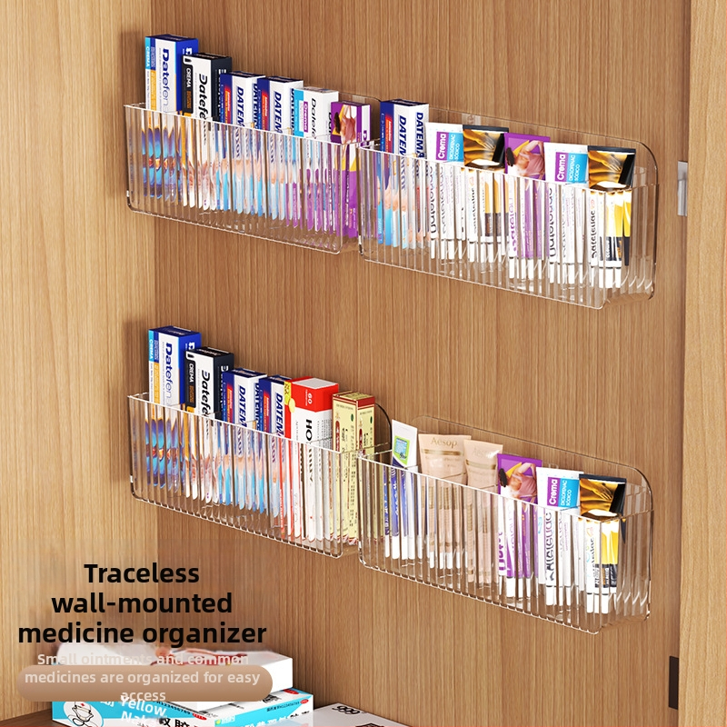 Nástenný regál na ukladanie masťových tubičiek s rozdelenými priehradkami — plast (PS), značka Riga, model Medicine Storage Rack, séria Wall Hanging