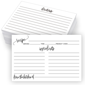 Карти за рецепти в кухнята, двустранни, празни за писане, хартия, 50 листа в пакет