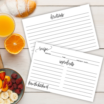 Карти за рецепти в кухнята, двустранни, празни за писане, хартия, 50 листа в пакет