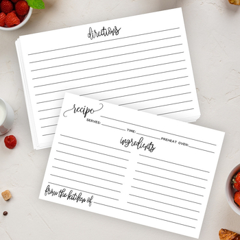 Карти за рецепти в кухнята, двустранни, празни за писане, хартия, 50 листа в пакет