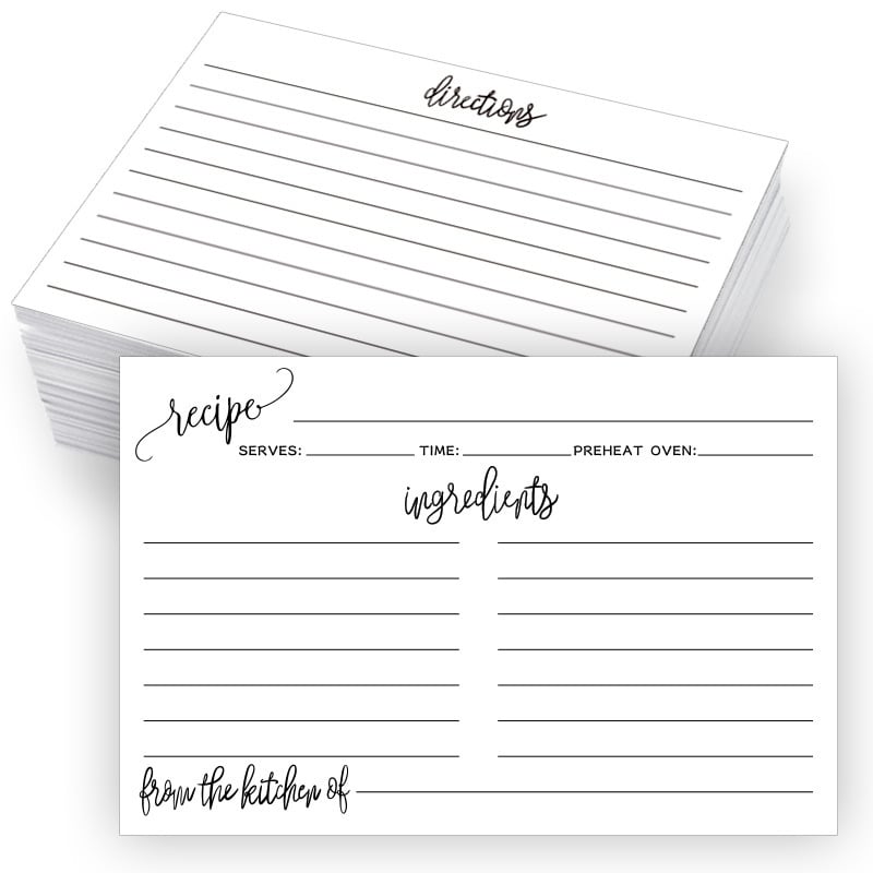 Карти за рецепти в кухнята, двустранни, празни за писане, хартия, 50 листа в пакет