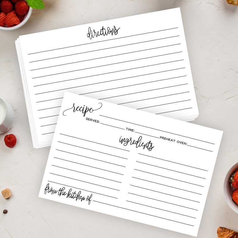 Карти за рецепти в кухнята, двустранни, празни за писане, хартия, 50 листа в пакет