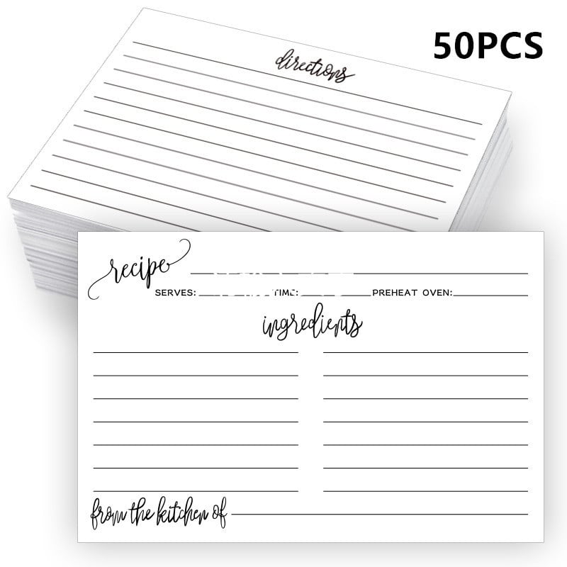 Карти за рецепти в кухнята, двустранни, празни за писане, хартия, 50 листа в пакет