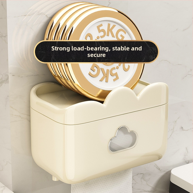 Zidni pretinac za toaletni papir za kupaonu, bez bušenja, vodootporan plastični dispenzer, model Little White Flower