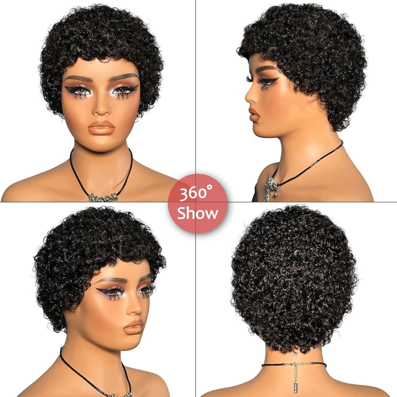 Paróka, rövid afro göndör pixi fazon, szintetikus rost, modell Xj-wig