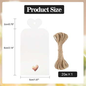 Ръкописна етикетка за окачване с мотив сърце и рози – крафт хартия, DP90, 100 листа в пакет