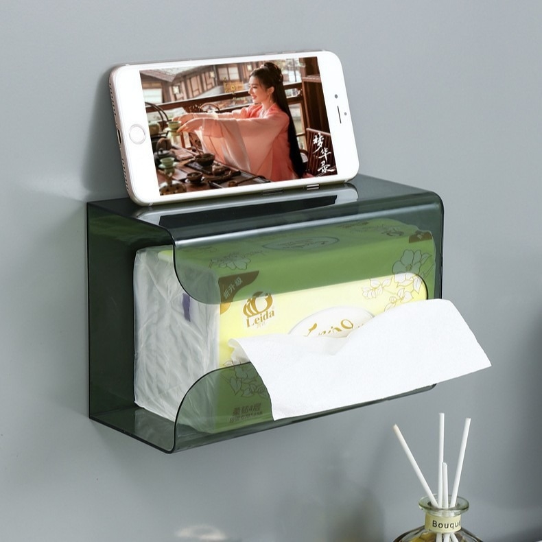 Κουτί τοίχου για χαρτοπετσέτες χωρίς οπές, PET υλικό, αποσπώμενο χώρο αποθήκευσης χαρτοπετσέτας, αδιάβροχο, πολλαπλών χρήσεων
