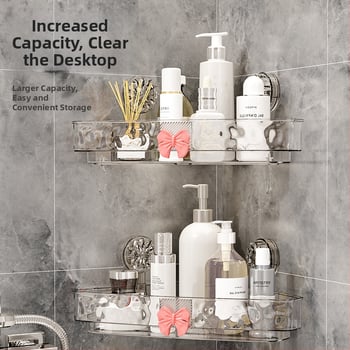 Plastový nástenný zásobník do kúpeľne s prísavkou, bez vŕtania, model 23560, motív motýľ, na uskladnenie kozmetiky a hygienických potrieb, moderný minimalistický štýl