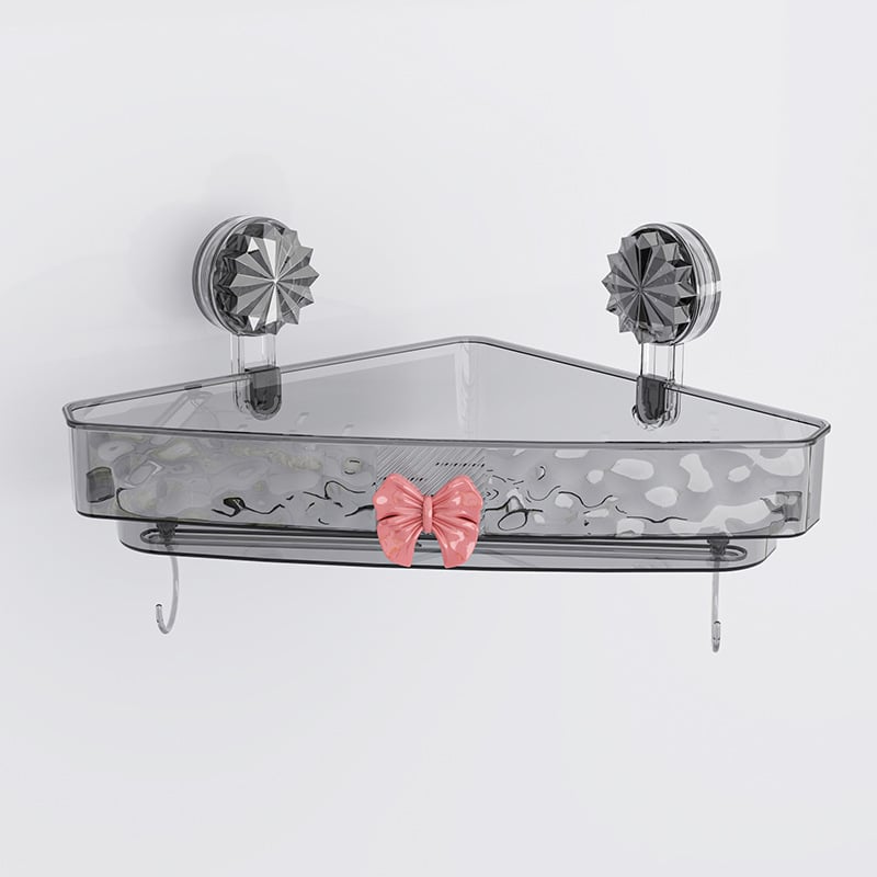 Plastový nástenný zásobník do kúpeľne s prísavkou, bez vŕtania, model 23560, motív motýľ, na uskladnenie kozmetiky a hygienických potrieb, moderný minimalistický štýl