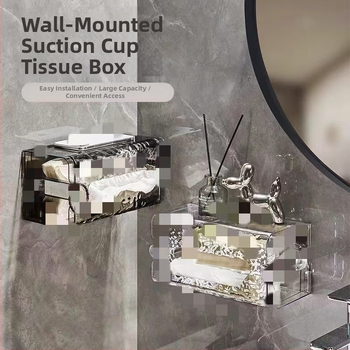 Κουτί χαρτοπετσών με βεντούζα, τοίχου, πλαστικό, αδιάβροχο, πολυχρηστικό για το μπάνιο