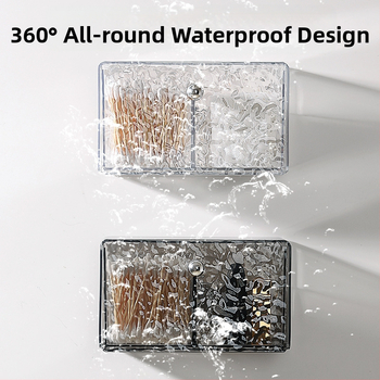 Nástenná krabička na vatové tyčinky, bez vŕtania, vodotesná, PET plast, model 66, vzor vodná vlna