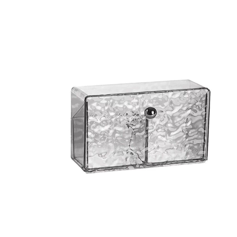 Nástenná krabička na vatové tyčinky, bez vŕtania, vodotesná, PET plast, model 66, vzor vodná vlna