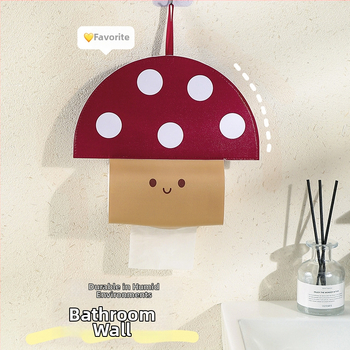 Δερμάτινο κουτί χαρτομάντιλων με εγκατάσταση στον τοίχο, σχέδιο μανιτάρι, πολυλειτουργική χρήση για αυτοκίνητο, σαλόνι και μπάνιο — μοντέλο YKWC-MGZJSND