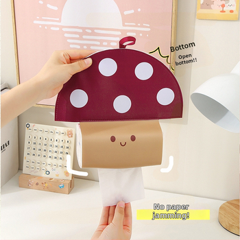 Δερμάτινο κουτί χαρτομάντιλων με εγκατάσταση στον τοίχο, σχέδιο μανιτάρι, πολυλειτουργική χρήση για αυτοκίνητο, σαλόνι και μπάνιο — μοντέλο YKWC-MGZJSND