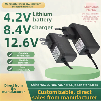 Nabíjačka Li-Ion pre články 18650 s viacerými výstupmi: 4.2V1A, 5V1A, 8.4V1A, 12.6V1A, 16.8V1A; vstup AC100-240V.