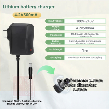Nabíjačka Li-Ion pre články 18650 s viacerými výstupmi: 4.2V1A, 5V1A, 8.4V1A, 12.6V1A, 16.8V1A; vstup AC100-240V.