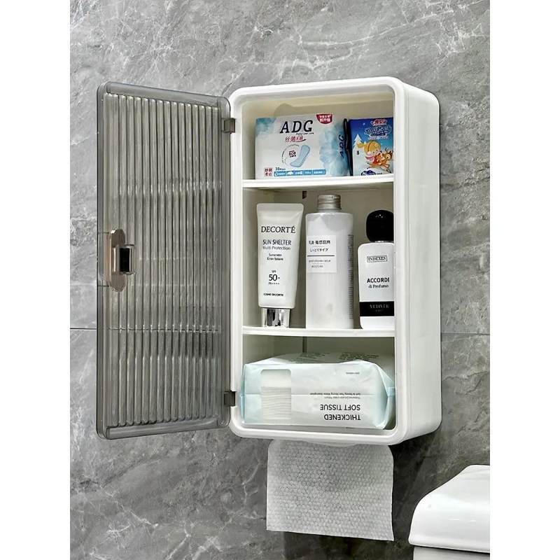 Zidni vodootporni pretinac za toaletni papir i organizator sanitarnih uloška – bez bušenja