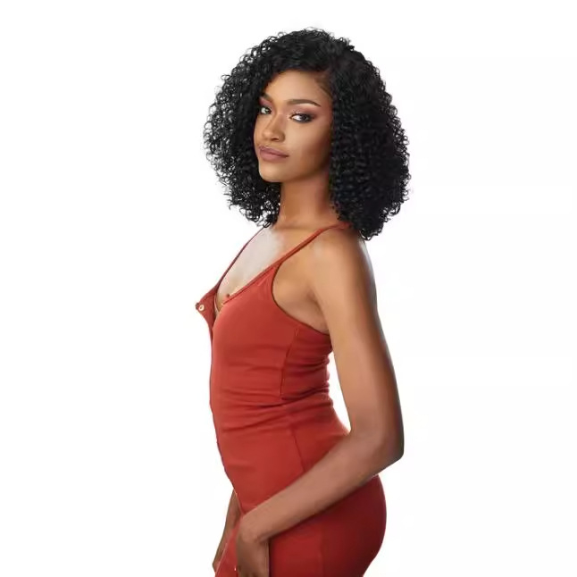Rövid göndör paruka, természetes stílus, modell ts-20108, kézzel készített, magas hőálló szál, középső részű frufli