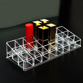 Διαφανής εκθεσιακός για κραγιόν με 24 θήκες, επιτραπέζιος οργανωτής καλλυντικών, μονή στρώση, PS πλαστικό, 100% καινούριο