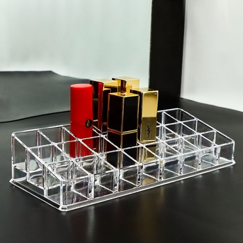 Διαφανής εκθεσιακός για κραγιόν με 24 θήκες, επιτραπέζιος οργανωτής καλλυντικών, μονή στρώση, PS πλαστικό, 100% καινούριο