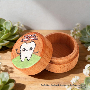 Drevena kutija za čuvanje mliječnih zuba i bebine kose, okruglog oblika, masivno drvo, marka Golden Palm