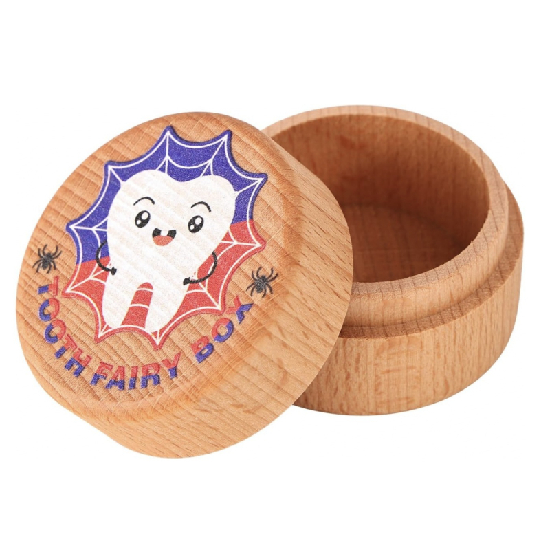 Drevena kutija za čuvanje mliječnih zuba i bebine kose, okruglog oblika, masivno drvo, marka Golden Palm