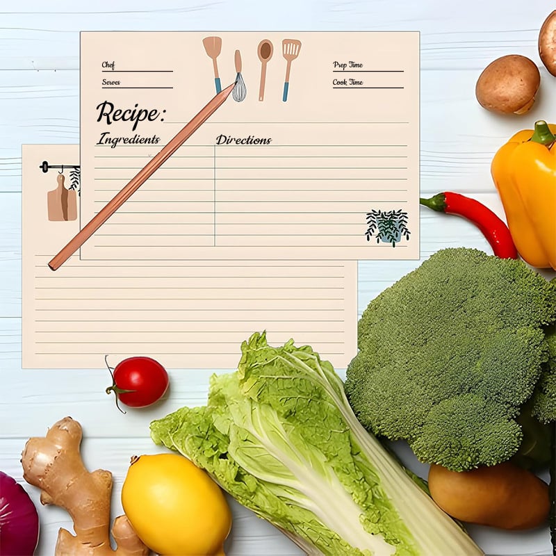 Recepturne kartice – dvostrane, prazne za ručne bilješke, samoljepivi sjajni papir, 25 listova u pakiranju, pogodne za hotelske kuhinje i catering