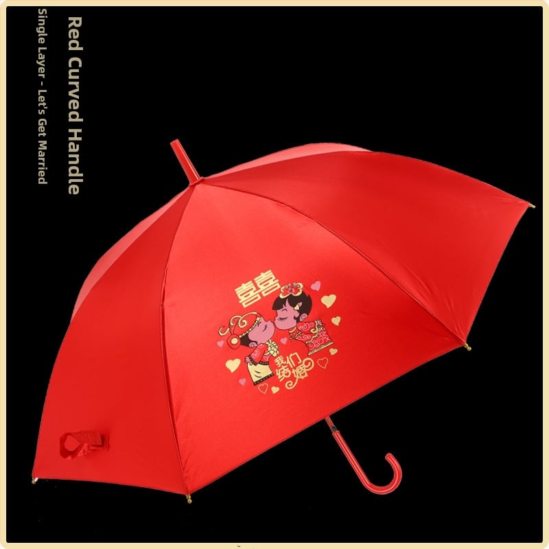 Ομπρέλα γάμου με δαντελωτή κέντηση, ρετρό κινεζικού στυλ, μακρύ κοντάρι; 8 ακτίνες από ίνες, αυτόματο άνοιγμα, ύφασμα 190T