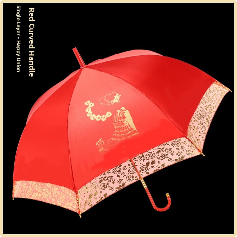 Ομπρέλα γάμου με δαντελωτή κέντηση, ρετρό κινεζικού στυλ, μακρύ κοντάρι; 8 ακτίνες από ίνες, αυτόματο άνοιγμα, ύφασμα 190T