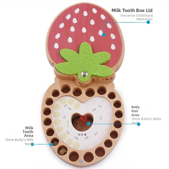 Drvena kutija za mliječne zube s motivom jagode, personalizirana memorijalna kolekcija za dugotrajno očuvanje