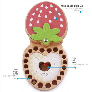 Drvena kutija za mliječne zube s motivom jagode, personalizirana memorijalna kolekcija za dugotrajno očuvanje