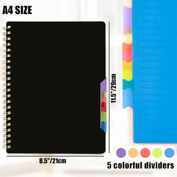 Senmu spirálfüzet osztóoldalakkal, 100 lap, 80 g/m² papír, testreszabható