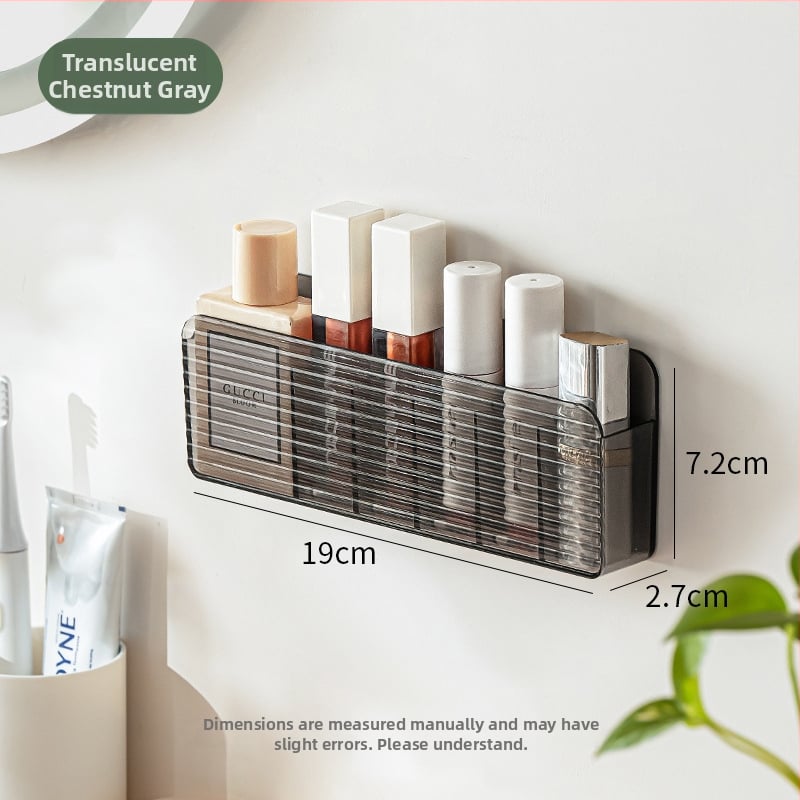 Θήκη αποθήκευσης καλλυντικών με καθρέφτη και ράφι κραγιόν, τοίχος μακιγιάζ με πλέγμα, PS υλικό, χωρητικότητα 0.5L, ιαπωνικό στυλ