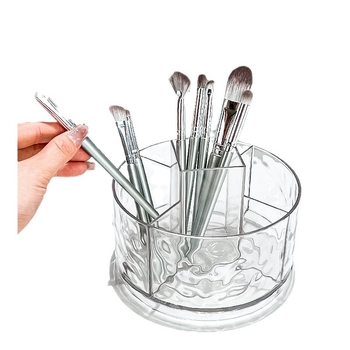 Kozmetikai asztali tároló doboz, forog, osztott rekeszek, porálló, műanyag kivitel, könnyed lux stílusban