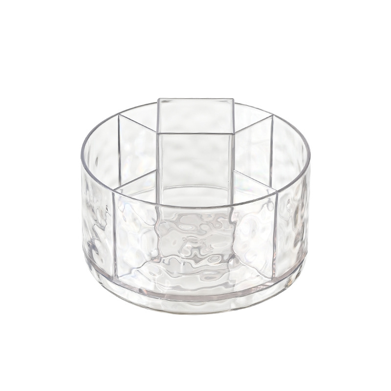 Kozmetikai asztali tároló doboz, forog, osztott rekeszek, porálló, műanyag kivitel, könnyed lux stílusban