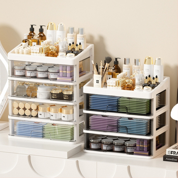 Yamakawa műanyag kozmetikai tároló doboz húzó rekeszekkel rúzs, bőrápolás és ékszerek számára