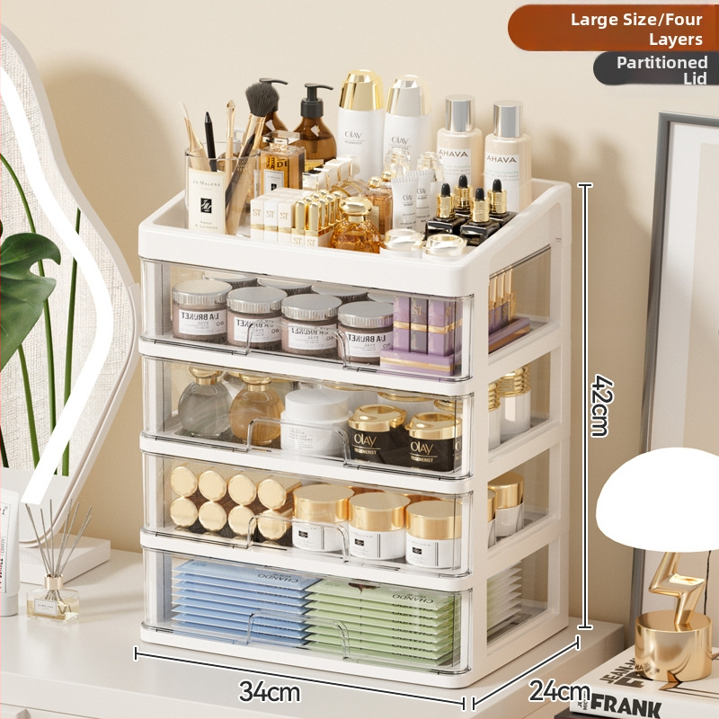 Yamakawa műanyag kozmetikai tároló doboz húzó rekeszekkel rúzs, bőrápolás és ékszerek számára