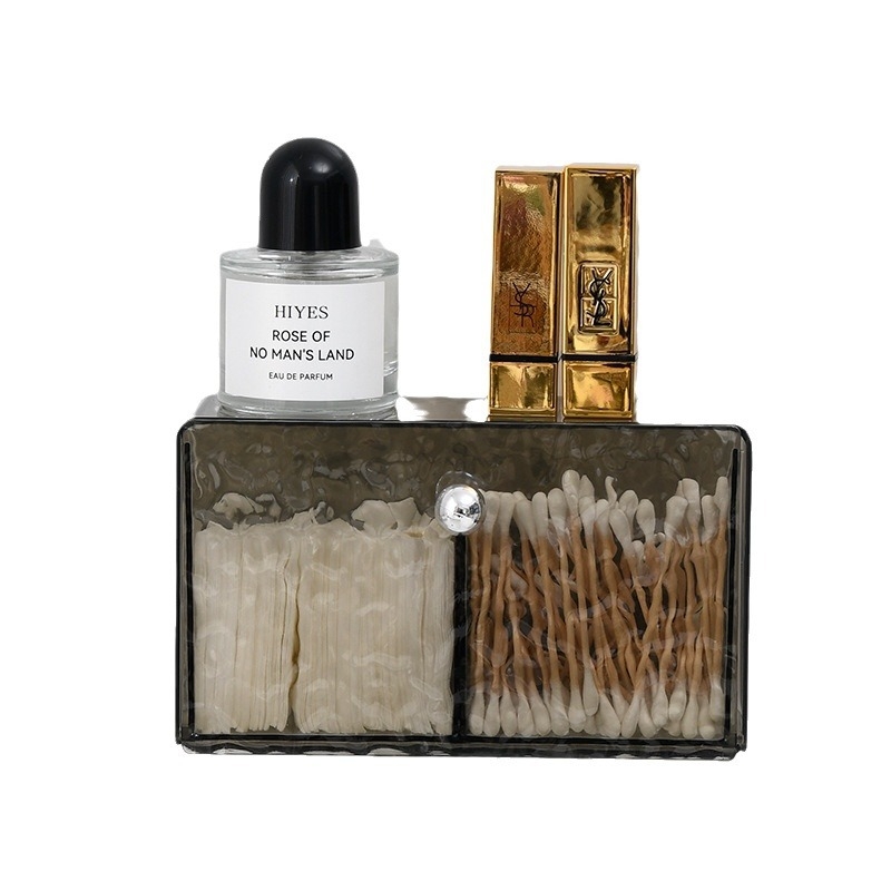 Arnuoxin Kozmetikai tároló — Átlátszó műanyag doboz vattapálcákhoz, logó nyomtatva, testreszabható, modern minimalist dizájn