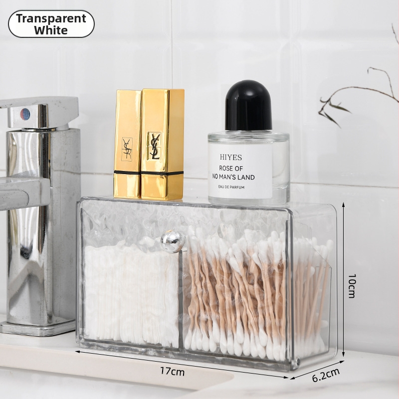 Arnuoxin Kozmetikai tároló — Átlátszó műanyag doboz vattapálcákhoz, logó nyomtatva, testreszabható, modern minimalist dizájn