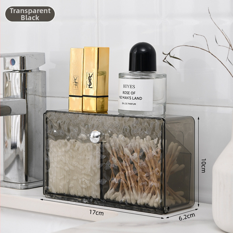 Arnuoxin Kozmetikai tároló — Átlátszó műanyag doboz vattapálcákhoz, logó nyomtatva, testreszabható, modern minimalist dizájn