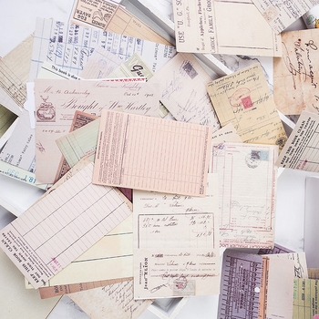 Set naljepnica za junk journal — retro stil, serija računa, 53 listova, samoljepljive, tiskano