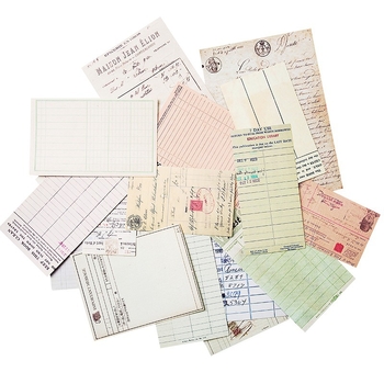Set naljepnica za junk journal — retro stil, serija računa, 53 listova, samoljepljive, tiskano